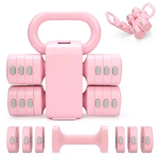 Adjustable 2-in-1 Convertible Kettlebell & Dumbbells Set, 4 in 1 Free Weights...