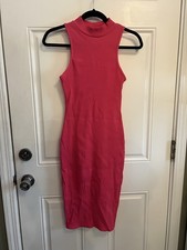 Shinestar Pink Bodycon Ribbed High Neck Dress Size Small Tank Dress