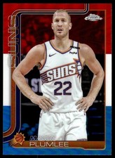 Mason Plumlee 2025-26 Topps Chrome #106 Red White & Blue Refractor Suns Card