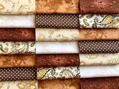 ROSE AND HUBBLE AND JOHN LOUDEN FABRICS Fabric patchwork squares 30 x 5” (12.5cm) cotton quilting craft beige brown Q14