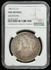 1893-CC Morgan Silver Dollar NGC Fine Details Scratches Carson City