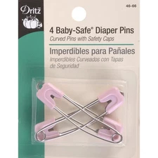 Dritz 46-66 Baby Safe Diaper Pins -Pink 4/Pkg