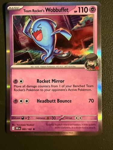 Pokemon TCG Team Rocket's Wobbuffet 82/182 Destined Rivals Holo NM