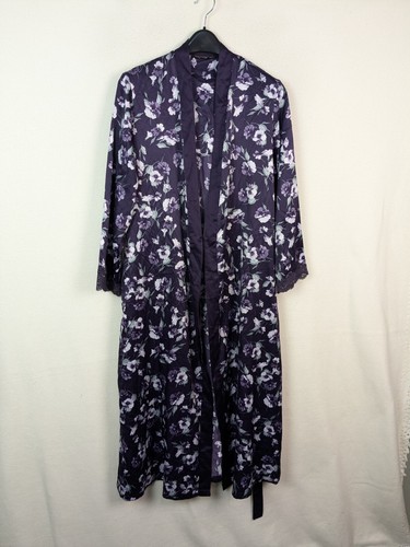 Marks and Spencer Sleep Damen Freizeit Oberteil Kimono mit Gürtel Lila Mix Gr. 12