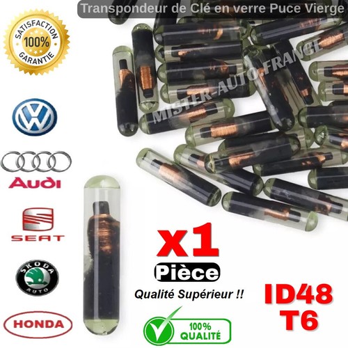 Transpondeur Puce De Clé Verre Vierge ID48 T6 Volkswagen Audi Skoda Seat Honda + - Imagen 2 de 9