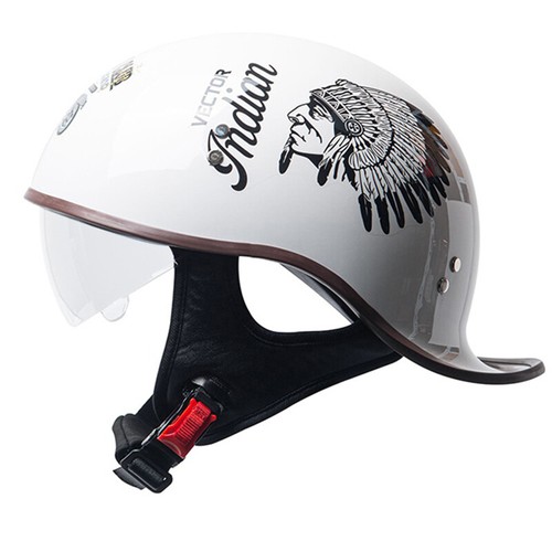 Half Motorbike Beanie Helmet Cap Skid Scooter Chopper Helmet +Sun Visor DOT - Picture 30 of 37