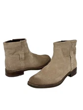 Franco Sarto Melina Bootie Women's 9M Tan Beige Suede Leather New With Flaw