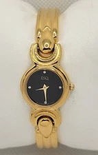 Ladies ESQ Diamond Black Dial Gold Tone Analog Watch 100256 H7