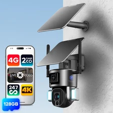 4G Solar Camera 4K Security LIVE 24/7 Recording Two Panel Outdoor Alarm 128GB