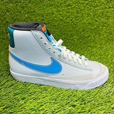 Nike Blazer Mid 77 Boys Size 5Y White Blue Athletic Leather Shoes Sneakers