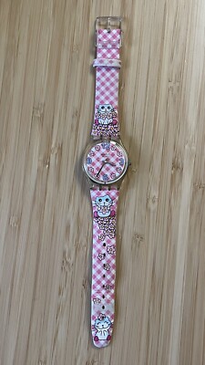 RARE SWATCH GE193 EARLY BREAKFAST 2006 Cute Pink Kitten Design
