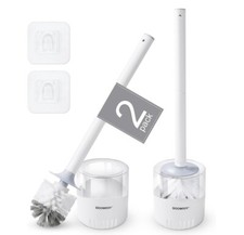 2 Pack Toilet Bowl Brush and Holder, Set with Dense Bristles for Bathroom Toilet