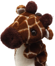 Vintage Pier 1 Imports Brown Cream Giraffe Plush Fleece Animal Hand Puppet 9"