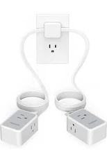 TESSAN Twin Extension Cord 12 FT Double Ended Flat Plug Surge Protector Power...