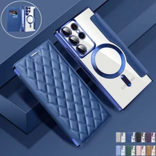 For Samsung Galaxy S25 Ultra S24 S23 S22 A15 Card Slot Magnetic Case Flip Cover