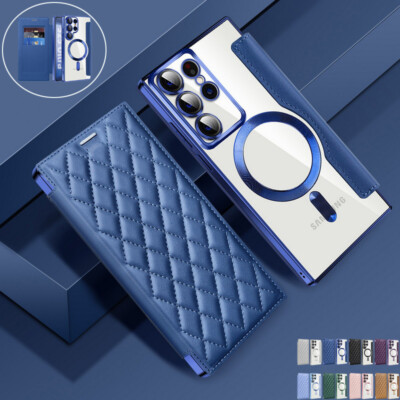 For Samsung Galaxy S25 Ultra S24 S23 S22 A15 Card Slot Magnetic Case Flip Cover