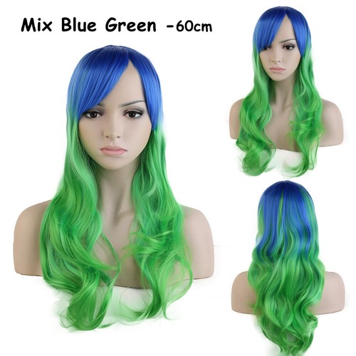 Long Wavy Mermaid Ariel Cosplay Wig Costume Party Wigs Green Pink Blue Rainbow W - Picture 33 of 36