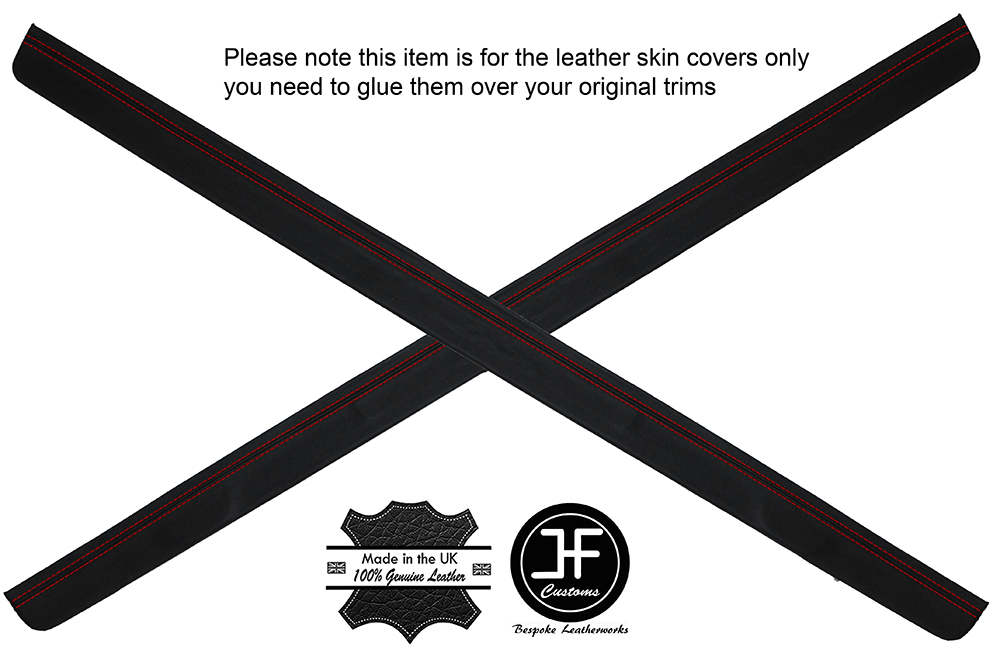 RED STITCHING 2X DOOR SILL TRIM LEATHER COVERS FITS MAZDA RX8 2003-2012