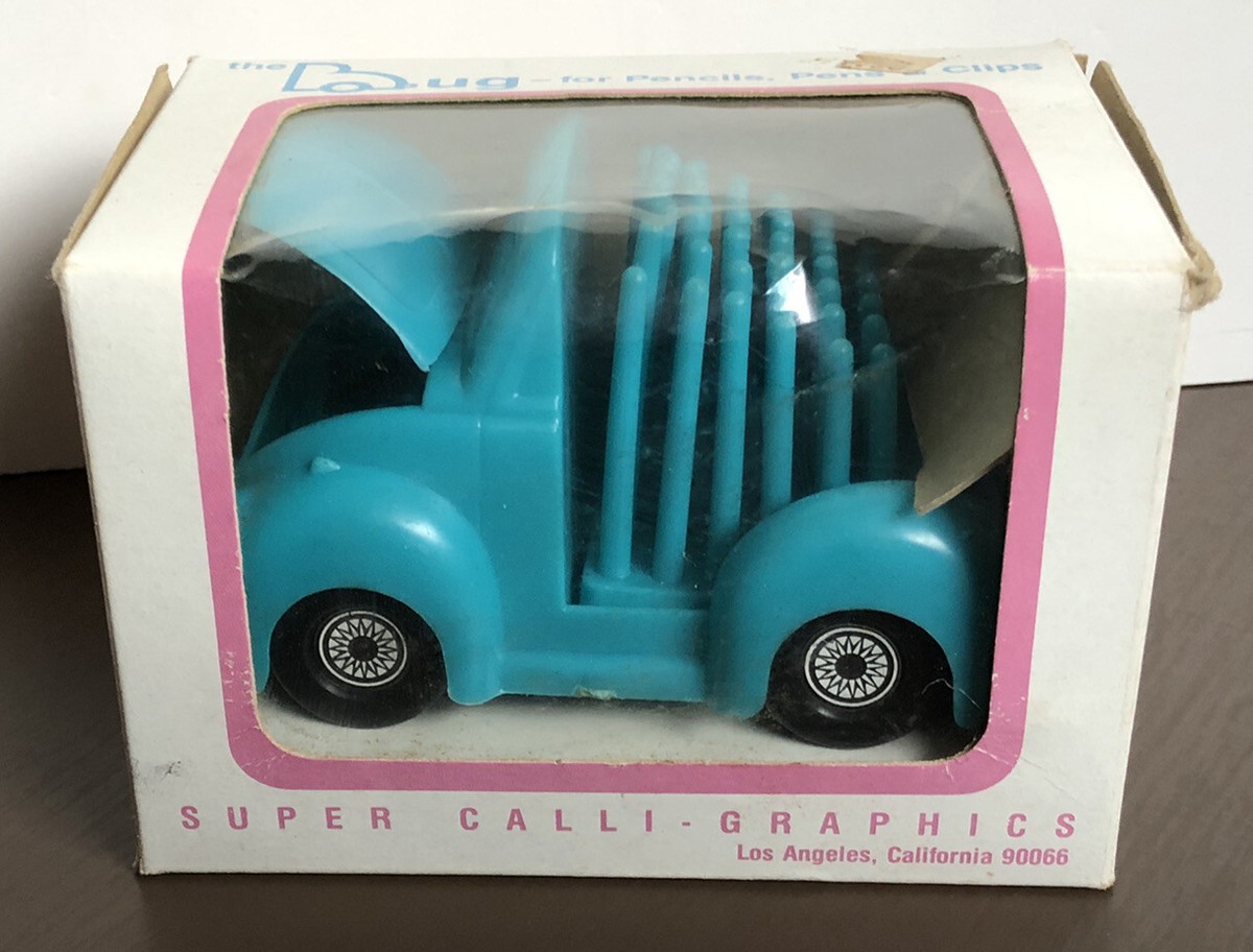 VTG Super-Calli-Graphics Car The Bug Volkswagen Pencil Holder Desk