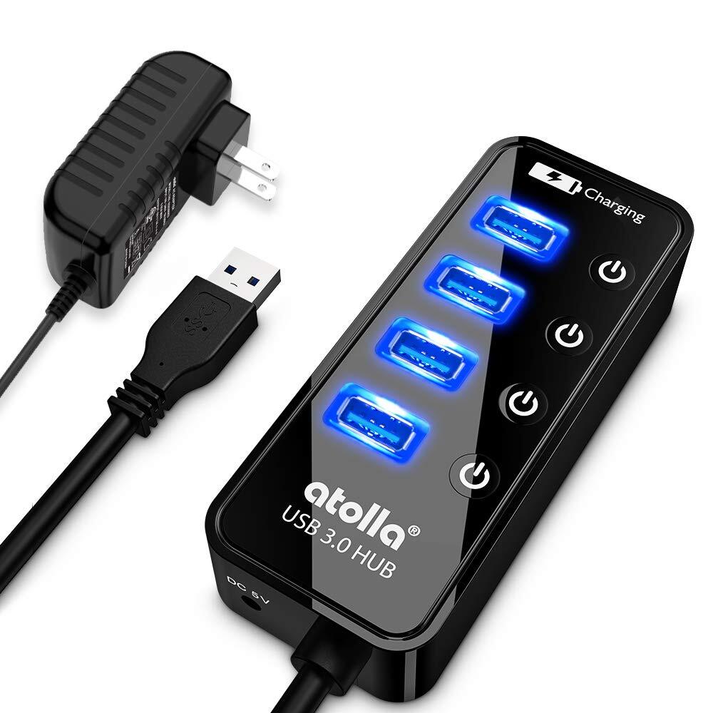 4-Port USB 3.0 Hub with Smart Charging & Individual Switches