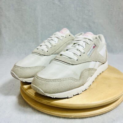 Reebok Classic Nylon Slim Casual Shoes Women s 8 White Light Grey  Retro Trainer