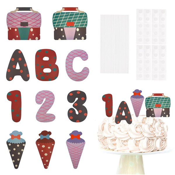 Torten Topper Schulranzen ZuckertüTe Abc 123 Kuchen Muffin Aufsatz Einschulung-image