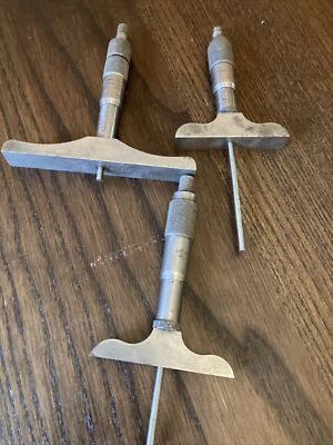 Lot of 3 Micrometer Depth Gage Starrett 440a Millers 31 Brown & Sharpe  607
