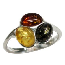 LOVELY NATURAL MULTI COLOR BALTIC AMBER 925 STERLING SILVER RING SIZE 5-10