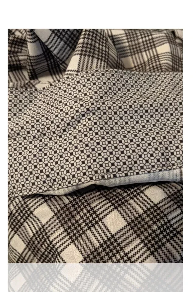 Camisa Tallia Hombre L Botón Frontal L/S Puños Abatibles, Gris/Negro/Blanco Cuadros. A-2 Foto 4 de 4