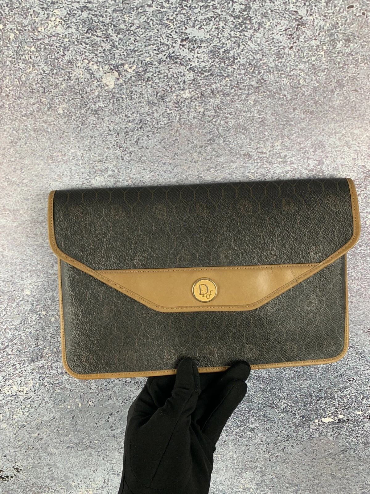 SAC A MAIN DIOR POCHETTE MARRON MONOGRAMME VINTAGE ANNÉES 90