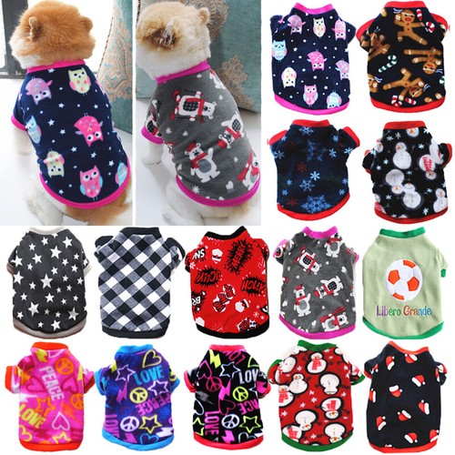 Vêtements en polaire pour animaux de compagnie chat pull chaud manteau hiver chiot veste vêtements T-shirt - Photo 1 sur 41