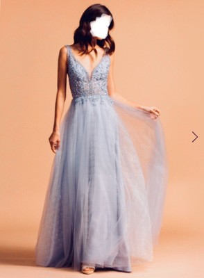 Viviry Abendkleid Abiballkleid Trauzeuginnenkleid Silber Grau Gr 34 Ebay 