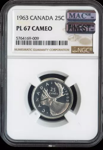 1963 Canada 25 Cents Silver 25C NGC PL67 Cameo MAC Finest Quality