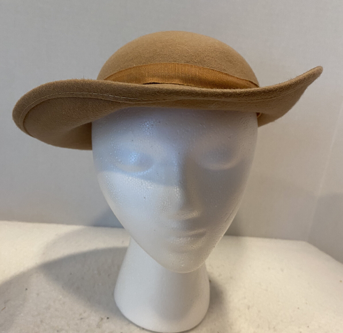 Vintage Womans Hat 100% Wool Fedora Felt George W Bollman Doeskin Green USA Bollman Hat Indiana Women main image 4