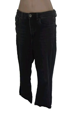 Stradivarius Ladies Black Cropped Flare Slim Fit Jeans Size UK