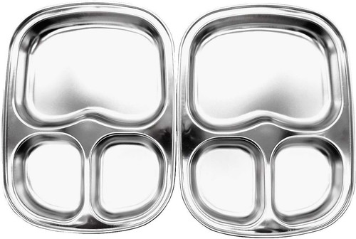 Korean Stainless Steel Divided Plates, Kids Toddlers Babies Tray, BPA Free