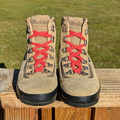 VTG Raichle Hiking Boots Womens Size 8 Brown Suede Leather Switzerland EUC