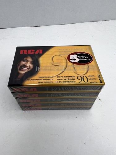 RCA Audio Cassette Tapes 90 Minutes Blank Hi Fi Stereo - 5 Pack **NEW & SEALED**