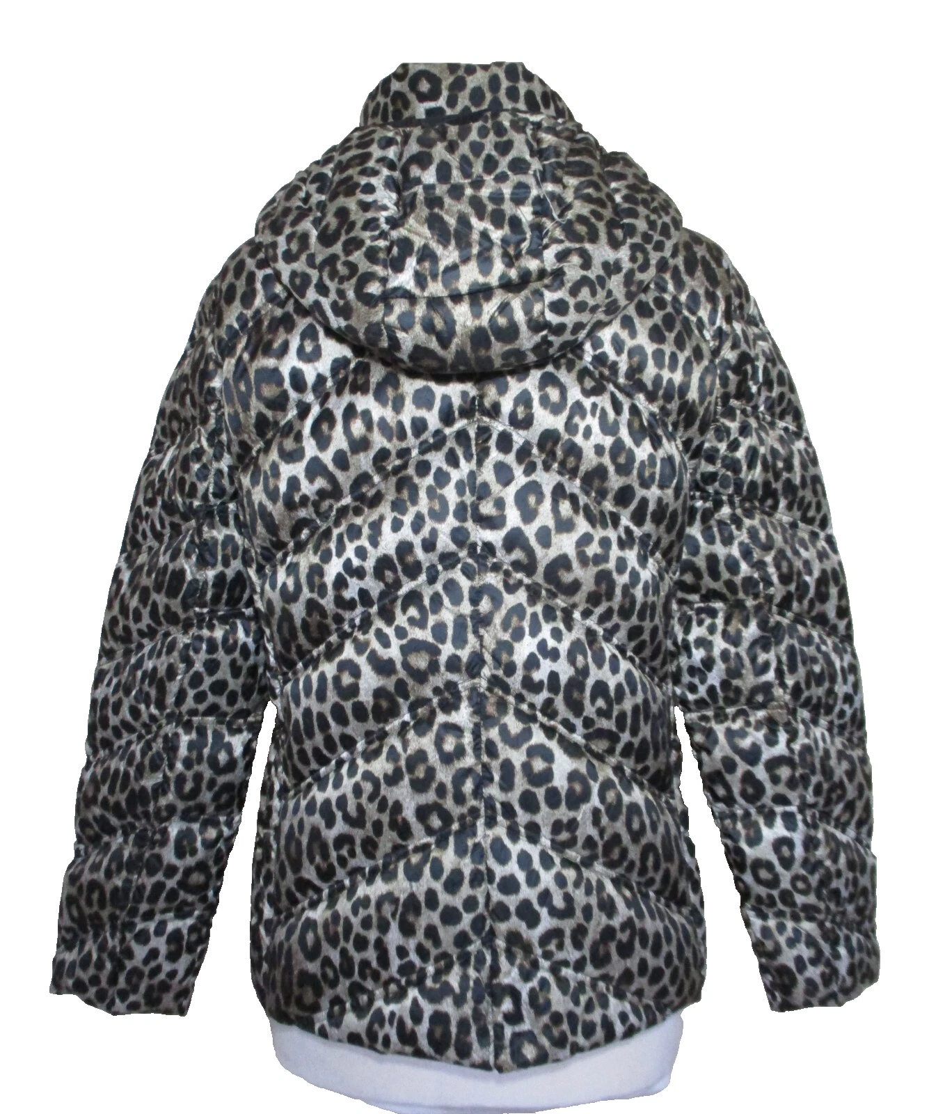 Michael Kors piumino confezionabile giacca con cappuccio stampa leopardata L donna