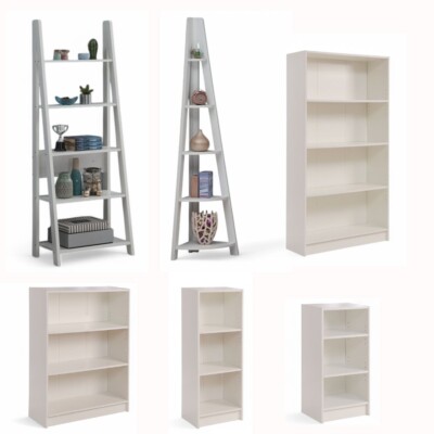 Weißes Bücherregal Regal Aufbewahrungsregal Leiter Eck Bücherregal Ständer 3 4 5 Ebenen