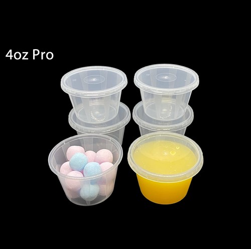 1oz 2oz 3oz 4oz Round Food Containers Plastic Clear Tubs Lids Deli Pot Sauce Dip - Picture 15 of 18