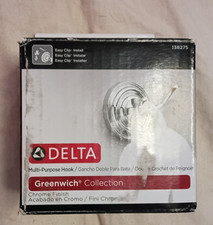 New Delta Greenwich Double Towel Hook in Chrome Robes Bathroom Door Hang