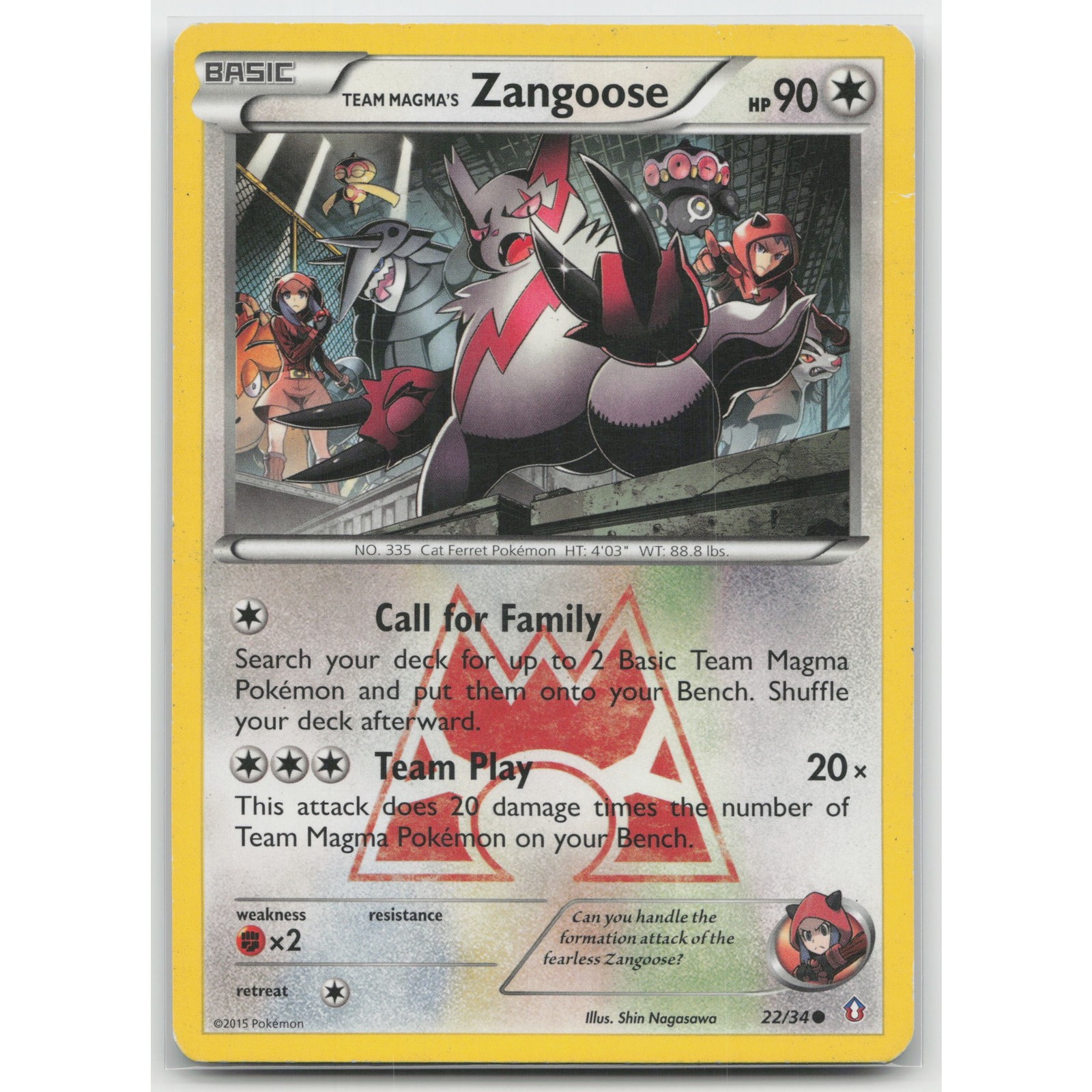 Team Magma's Zangoose Double Crisis 22/34 C HP Pokemon