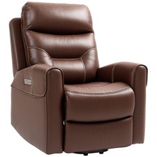Image of HOMCOM Overstuffed Riser and Reclining Chair with USB Ports, Brown