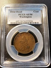 PCGS AU50 undated (c.1820)  Washington Double Head Colonial Cent Token