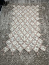 Vintage Handmade Crochet Granny Square Afghan Blanket 84  x48  