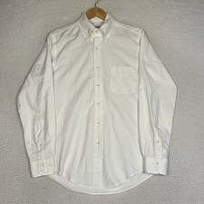 Vintage 80s Brooks Brothers Makers Button Down Shirt Mens White Oxford