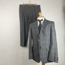 Ted Baker 2 Piece Suit Men's 44R Dark Grey Check 40W 30L Trousers Endurance