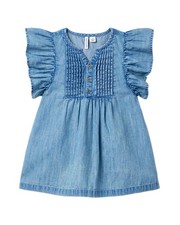 Janie And Jack Chambray Ruffle Sleeve Dress