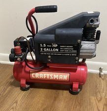 Craftsman 2 Gallon Portable Air Compressor Red Horizontal Tank Used Craftsman 2 Gallon Portable Air Compressor Red Horizontal Tank Used
